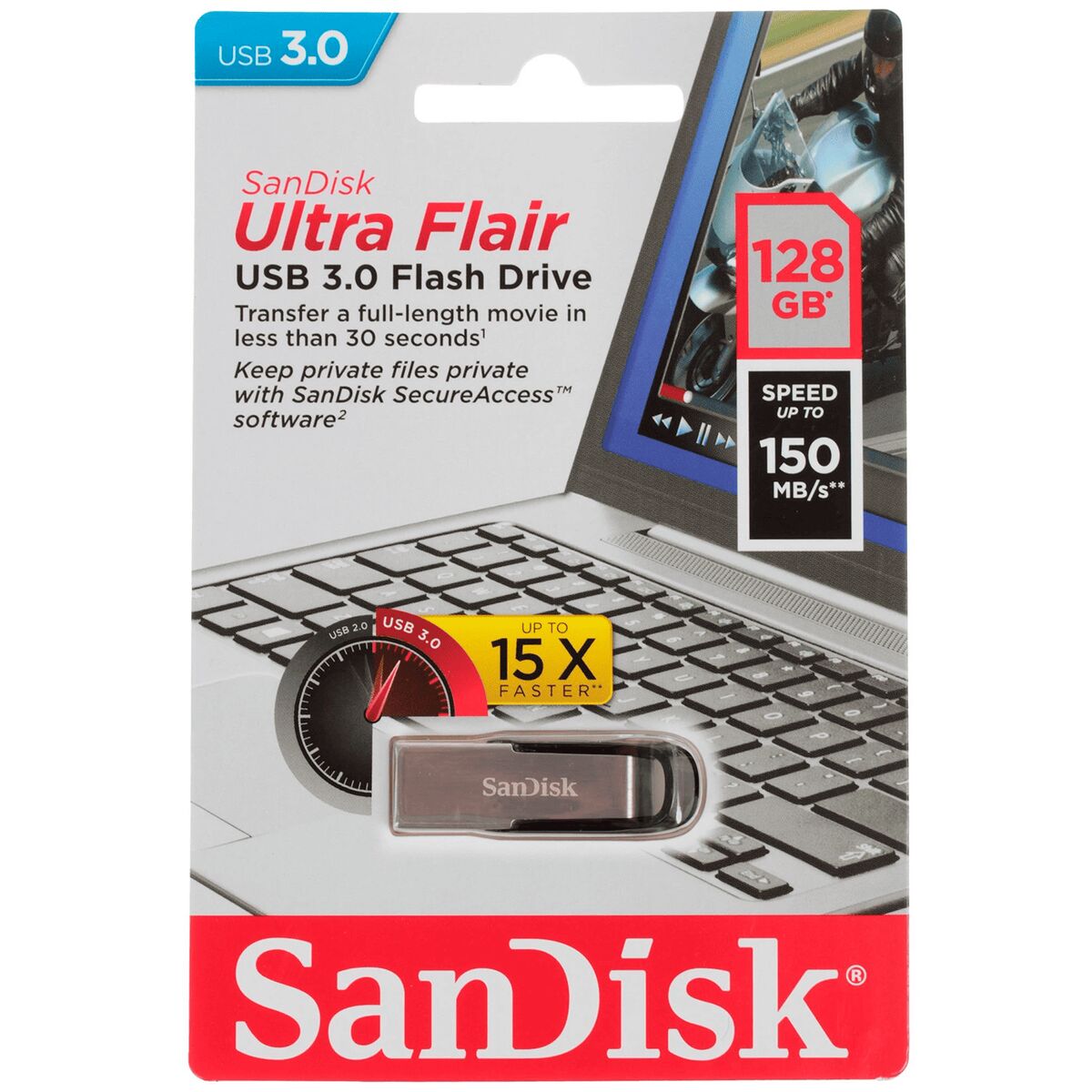 Флеш накопитель USB 3.0 128Gb SanDisk Ultra Flair (1)
